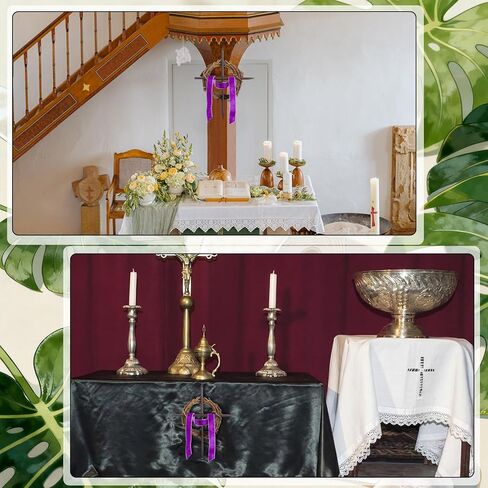 Dingion Lent Mini Crown of Thorns Nail Cross Wreath Decor Holy Thursday Easter Purple Velvet Ribbon 7in Christian Catholic Cross Rustic Christian Grapevine Thorns Crown for Lent Holy Week Church Home in Saudi Arabia