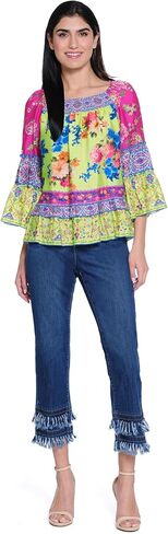 john mark Women's Five-Pocket Crop with Double Fringe Hem in Saudi Arabia