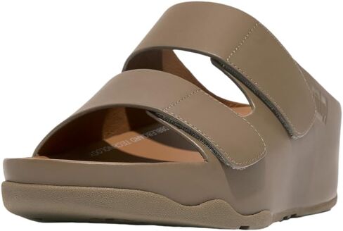 شبشب نسائي من FitFlop مصنوع من الجلد بشريطين قابل للتعديل بلون رمادي مينكي 8 in Kuwait