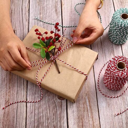 1 Pcs Cotton Twine Red and White Baker String 2mm Thick 328 Feet Christmas Twine for Gift Wrapping DIY Crafts Home Decoration Gardening in Saudi Arabia