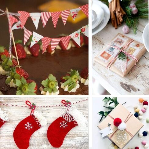 1 Pcs Cotton Twine Red and White Baker String 2mm Thick 328 Feet Christmas Twine for Gift Wrapping DIY Crafts Home Decoration Gardening in Saudi Arabia