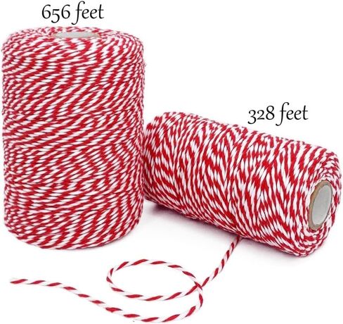 1 Pcs Cotton Twine Red and White Baker String 2mm Thick 328 Feet Christmas Twine for Gift Wrapping DIY Crafts Home Decoration Gardening in Saudi Arabia