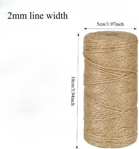 1 Pcs 2mm Natural Jute Twine String Crafting Twine String for Crafts Gift, Craft Projects, Wrapping, Packing, Gardening, Bundling-Jute Rope for House&Garden Wide Usage in Saudi Arabia