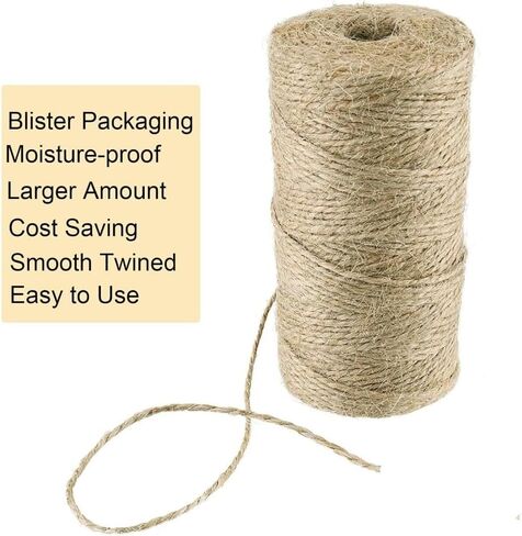 1 Pcs 2mm Natural Jute Twine String Crafting Twine String for Crafts Gift, Craft Projects, Wrapping, Packing, Gardening, Bundling-Jute Rope for House&Garden Wide Usage in Saudi Arabia