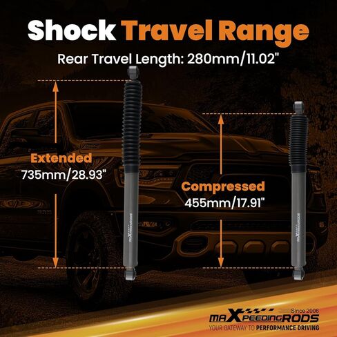 maXpeedingrods Fit 3.5-5.5" Lift Rear Shocks for Ram 1500 2009-2024 4WD, G1 Version in Saudi Arabia
