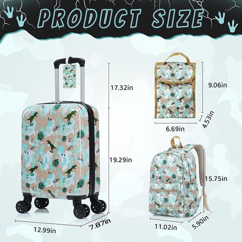 مجموعة حقائب سفر للأطفال مكونة من 6 قطع حقيبة أمتعة صلبة مقاس 16 بوصة مع عجلات دوارة للفتيات والأولاد تحمل أمتعة السفر والأمتعة المتدحرجة المعتمدة من شركة الطيران in Kuwait