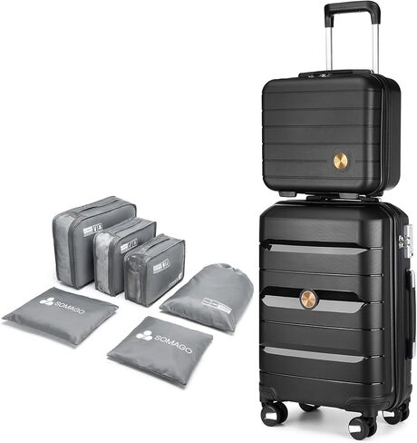 Somago 28 Inch Luggage With Spinner Wheels Hard Shell Polypropylene Suitcase with TSA Lock and YKK Zipper,Nude Pink in Kuwait