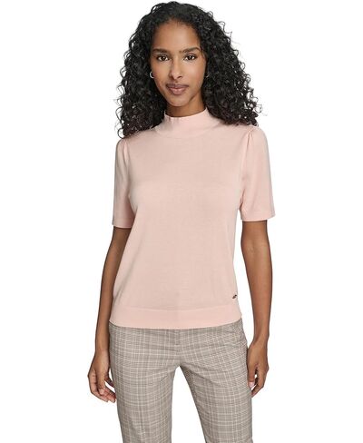 Tommy Hilfiger Women's Solid Puff Sleeve Mockneck Short Sleeve Sweater in Saudi Arabia