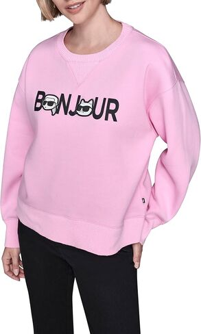 KARL LAGERFELD Women's Bonjour Saying Patches Logo Sweatshirt in Saudi Arabia