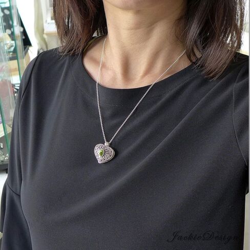 Heart Locket Red Garnet Container Pendant Sterling Silver 20" Chain Necklace JD198 in Saudi Arabia