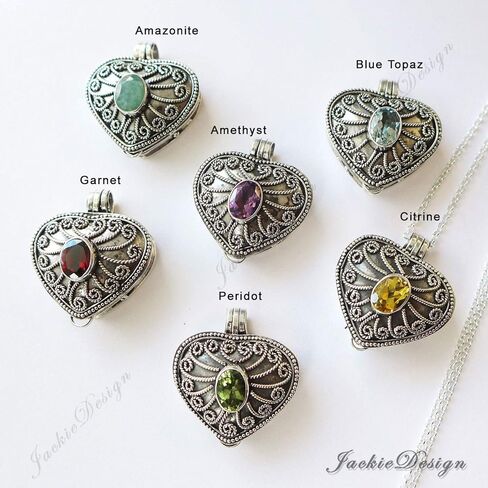 Heart Locket Red Garnet Container Pendant Sterling Silver 20" Chain Necklace JD198 in Saudi Arabia