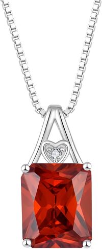 Birthstone Necklace for Women 925 Sterling Silver Baguette Pendant Necklace Birthday Anniversary Jewelry for Her in Saudi Arabia