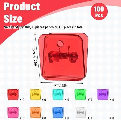 100 Pcs Colorful Self Adhesive Clips for Hanging, 1.2" x 1.3"Tapestry Hangers Wall Clips Adhesive Spring Clip for Photo Paper Poster Poster Picture Hanging Office Home (10 Colors) in Saudi Arabia