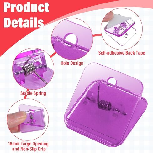 100 Pcs Colorful Self Adhesive Clips for Hanging, 1.2" x 1.3"Tapestry Hangers Wall Clips Adhesive Spring Clip for Photo Paper Poster Poster Picture Hanging Office Home (10 Colors) in Saudi Arabia