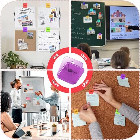 100 Pcs Colorful Self Adhesive Clips for Hanging, 1.2" x 1.3"Tapestry Hangers Wall Clips Adhesive Spring Clip for Photo Paper Poster Poster Picture Hanging Office Home (10 Colors) in Saudi Arabia