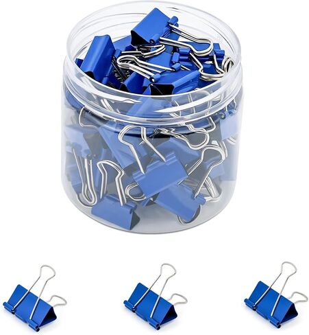 Temiary 12 Pcs Binder Clips, 2 Inch Large Metal Binder Paper Clip with Container, Blue Paper Clamps Bulk for Office, Home, School Supplies in Saudi Arabia