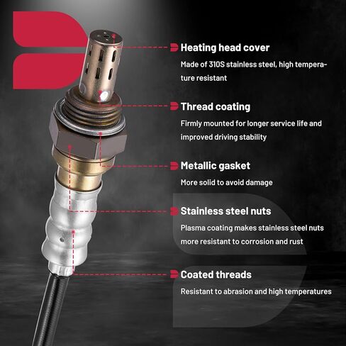 مستشعر الأوكسجين BDFHYK مستشعر O2 المنبع، متوافق مع Mini Cooper I4 1.6L 2002-2008، 11780872674، 250-24775 استبدال قطعتين in Kuwait