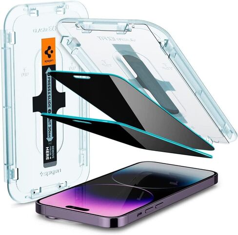 Spigen Tempered Glass Screen Protector [GlasTR EZ FIT - Privacy] Designed for iPhone 12 / iPhone 12 Pro - 2 Pack in Saudi Arabia