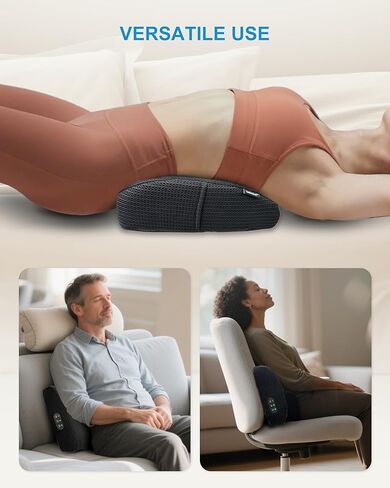Beleduc Lumbar Support Pillow for Office Chair - Heated Back Support Pillow with Vibration Massage, Ergonomic Back Massager for Chair, Adjustable Vibration, 2 Heat Levels, Gifts in Kuwait