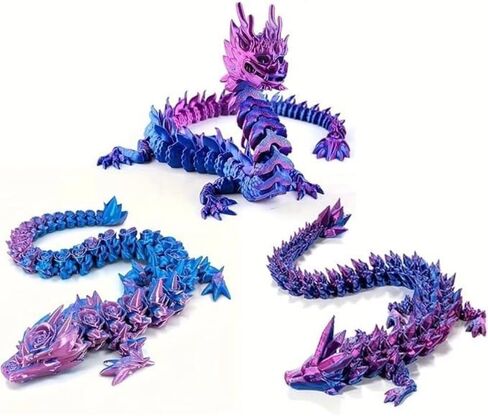 مجموعة تماثيل تنين ومخلوق مطبوعة ثلاثية الأبعاد مكونة من 9 قطع - نماذج فنية مفصلة لهواة التجميع لديكور المكتب وعرض الرف (أحمر وأزرق) in Kuwait