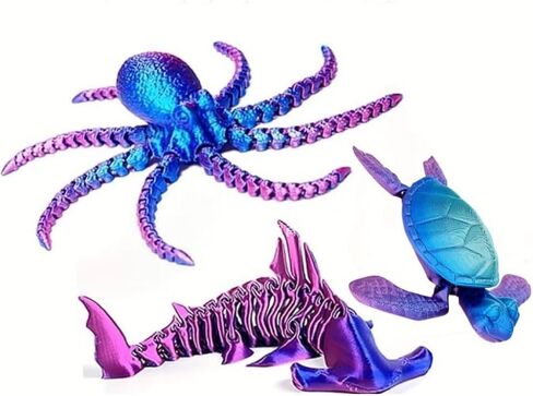 مجموعة تماثيل تنين ومخلوق مطبوعة ثلاثية الأبعاد مكونة من 9 قطع - نماذج فنية مفصلة لهواة التجميع لديكور المكتب وعرض الرف (أحمر وأزرق) in Kuwait