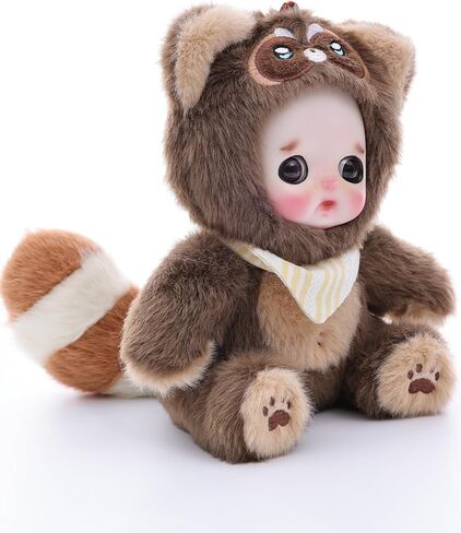 6" Hand-Painted Porcelain Face Doll with Plush & Acrylic Cotton Body, Small Ceramic Collectible Doll for Shelf & Desk Decor, Aesthetic Home Display, Collectors & Unique Birthday Gift (Brown) in Saudi Arabia