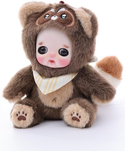 6" Hand-Painted Porcelain Face Doll with Plush & Acrylic Cotton Body, Small Ceramic Collectible Doll for Shelf & Desk Decor, Aesthetic Home Display, Collectors & Unique Birthday Gift (Brown) in Saudi Arabia