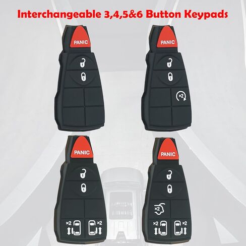 طقم استبدال MechanMagic DIY Key Fob يناسب Chrysler Town and Country 2008-2016 Dodge Caravan 2008-2019 Volkswagen Routan 2009-2012 IYZ-C01C M3N5WY783X مع لوحات مفاتيح 3,4,5&6 أزرار قابلة للتبديل in Kuwait