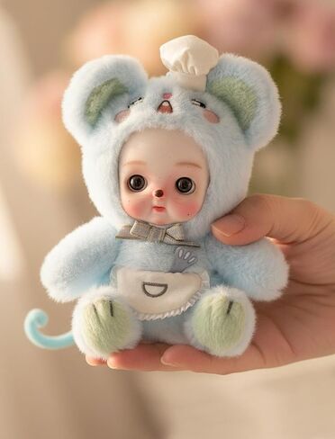 6" Hand-Painted Porcelain Face Doll with Plush & Acrylic Cotton Body, Small Ceramic Collectible Doll for Shelf & Desk Decor, Aesthetic Home Display, Collectors & Unique Birthday Gift (Brown) in Saudi Arabia