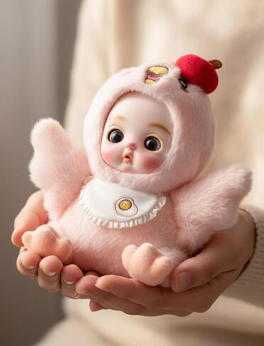 6" Hand-Painted Porcelain Face Doll with Plush & Acrylic Cotton Body, Small Ceramic Collectible Doll for Shelf & Desk Decor, Aesthetic Home Display, Collectors & Unique Birthday Gift (Brown) in Saudi Arabia