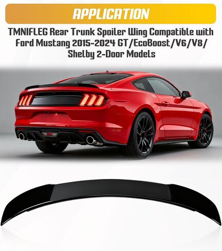Rear Trunk Wing Spoiler Compatible with 2015-2023 Ford Mustang GT500 GT350 V6/V8/Shelby/GT/EcoBoost 2 Door Coupe Models Rear Wing Gloss Black in Kuwait