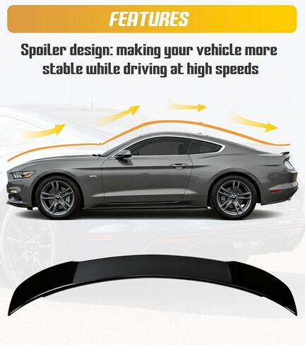 Rear Trunk Wing Spoiler Compatible with 2015-2023 Ford Mustang GT500 GT350 V6/V8/Shelby/GT/EcoBoost 2 Door Coupe Models Rear Wing Gloss Black in Kuwait