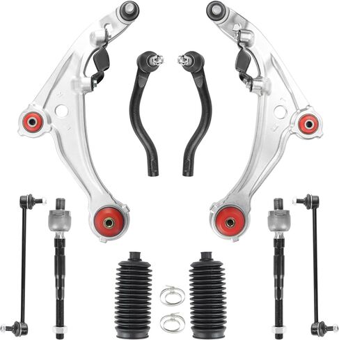 10 قطع من أذرع التحكم الأمامية السفلية مع مجموعات تعليق مفاصل كروية لسيارة Nissan Altima 2007-2013، 2 ذراع تحكم سفلي مع وصلة كروية 2 وصلة شريط Sway 2 حذاء قضيب ربط ومنفاخ مع مشبك C للقفل in Kuwait