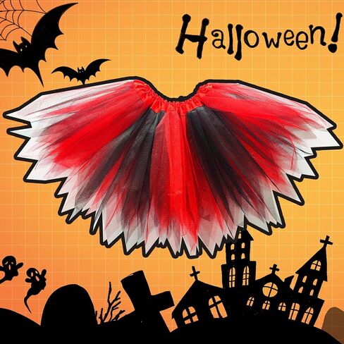 Women Teens 3-Layered Tulle Tutu Skirt Adult Classic Ballet Tutu Dress for Women Halloween Black and Red Tutu Skirt in Saudi Arabia