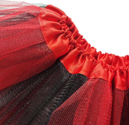 Women Teens 3-Layered Tulle Tutu Skirt Adult Classic Ballet Tutu Dress for Women Halloween Black and Red Tutu Skirt in Saudi Arabia