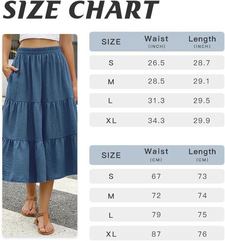 Women's Floral Midi Skirt Flowy Ruffle Casual Summer Boho Aline Skirts in Saudi Arabia