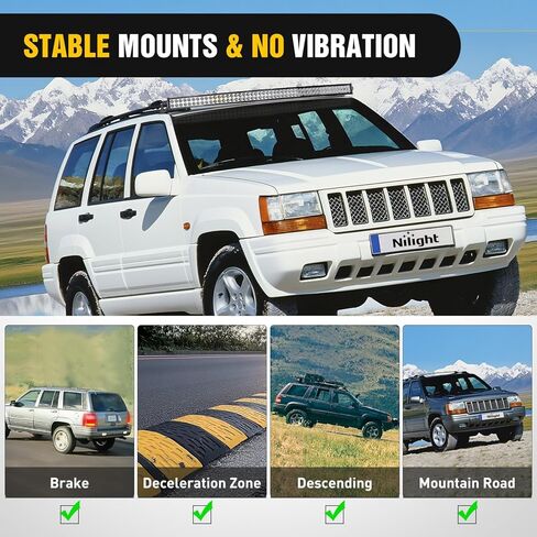 Nilight 50 inch LED Light Bar Bracket Mounting Upper Windshield Roof Cab Brackets Compatible with Jeep Grand Cherokee ZJ 1993 1994 1995 1996 1997 1998 in Saudi Arabia