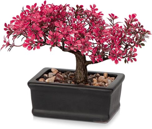 Artificial Bonsai Tree Juniper Faux Plants Indoor Fake Plants Decor with Ceramic Pots for Home Table Office Desk Bathroom Shelf Bedroom Living Room Farmhouse Decorations-Pink in Saudi Arabia