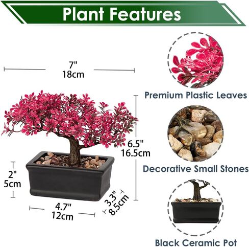 Artificial Bonsai Tree Juniper Faux Plants Indoor Fake Plants Decor with Ceramic Pots for Home Table Office Desk Bathroom Shelf Bedroom Living Room Farmhouse Decorations-Pink in Saudi Arabia