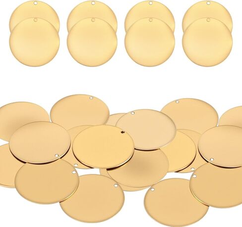 25 Pcs Solid Brass Tags for Stamping 1Inch Circle Brass Blanks Key Tags Round Golden Metal Tag with Hole for Pets Plants Valve Keys in Saudi Arabia