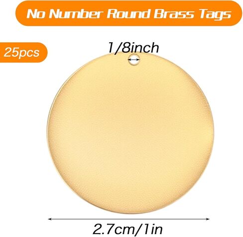 25 Pcs Solid Brass Tags for Stamping 1Inch Circle Brass Blanks Key Tags Round Golden Metal Tag with Hole for Pets Plants Valve Keys in Saudi Arabia