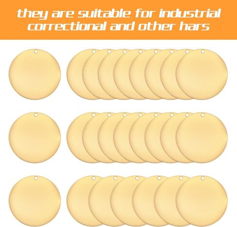 25 Pcs Solid Brass Tags for Stamping 1Inch Circle Brass Blanks Key Tags Round Golden Metal Tag with Hole for Pets Plants Valve Keys in Saudi Arabia