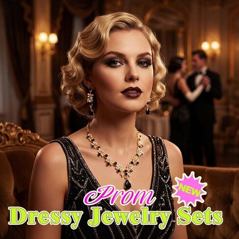 Black Rhinestone Necklace and Earring Crystal Wedding Jewelry Set for Women in Kuwait