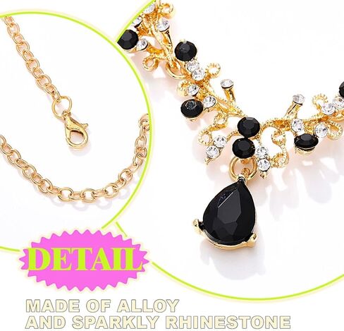 Black Rhinestone Necklace and Earring Crystal Wedding Jewelry Set for Women in Kuwait