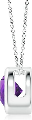 Angara 0.45 ct Bezel-Set Round Amethyst Solitaire Necklace in Sterling Silver | Natural Amethyst Solitaire Pendant for Women | February Birthday, Anniversary, Gemstone Jewelry Gift | 5mm in Saudi Arabia