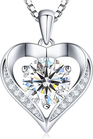 Gorgeous Moissanite Necklaces for Women - Valentine's Day Gifts for Wife Girlfriend, 925 Sterling Silver 1-3CT Moissanite Pendant Jewelry, Wedding Anniversary Birthday Christmas for Mom in Kuwait