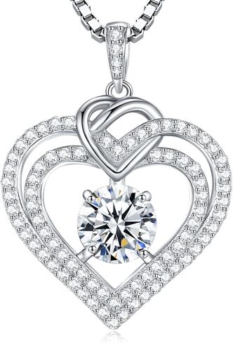 Gorgeous Moissanite Necklaces for Women - Valentine's Day Gifts for Wife Girlfriend, 925 Sterling Silver 1-3CT Moissanite Pendant Jewelry, Wedding Anniversary Birthday Christmas for Mom in Saudi Arabia