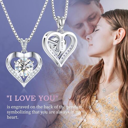 Gorgeous Moissanite Necklaces for Women - Valentine's Day Gifts for Wife Girlfriend, 925 Sterling Silver 1-3CT Moissanite Pendant Jewelry, Wedding Anniversary Birthday Christmas for Mom in Saudi Arabia