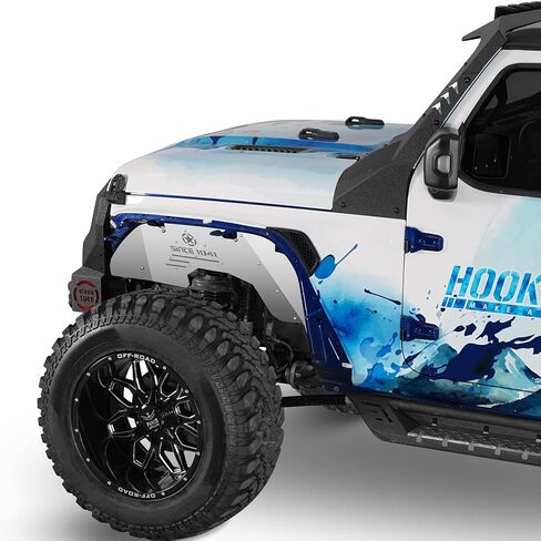 Hooke Road Aluminum JL Inner Fender Liners for 2018-2026 Jeep Wrangler JL 2/4 Doors (Exclude Rubicon 3.6L Engine), Silver White 4PCS Front & Rear Wheel Well Liner in Saudi Arabia