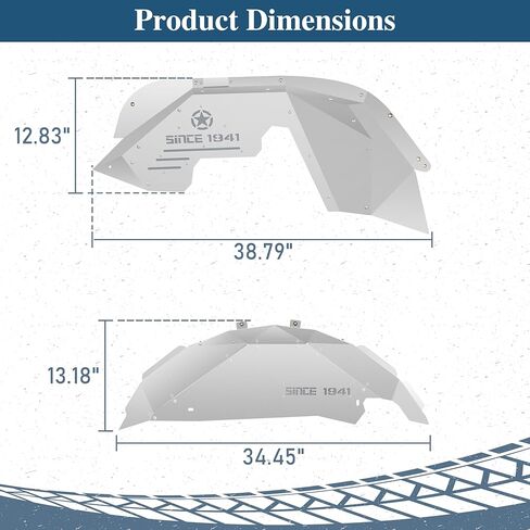 Hooke Road Aluminum JL Inner Fender Liners for 2018-2026 Jeep Wrangler JL 2/4 Doors (Exclude Rubicon 3.6L Engine), Silver White 4PCS Front & Rear Wheel Well Liner in Saudi Arabia